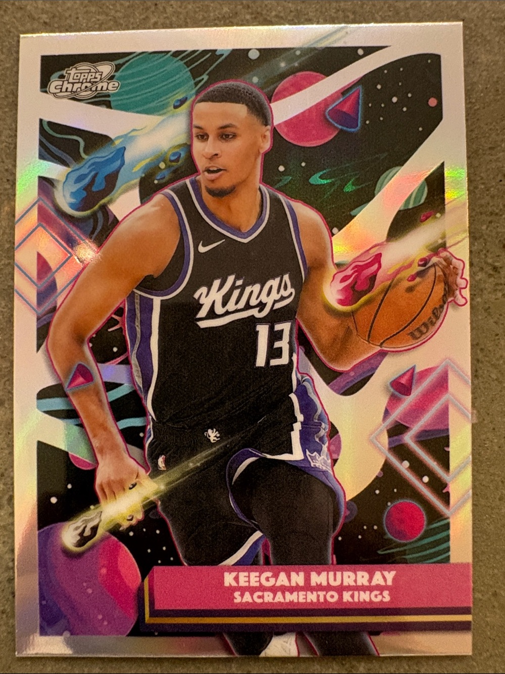 Topps Keegan Murray Sacramento Kings Card - Black, Purple, Pink cosmic